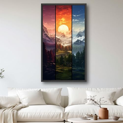 Tableau triptyque paysage de montagne pour mur de salon vide - 3