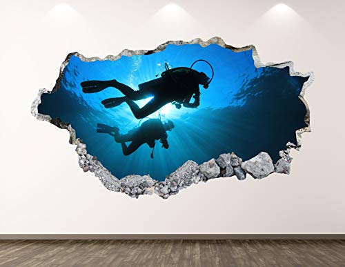 Vinilo Decorativo para Pared Buceo 3D 22x14 Pulgadas
