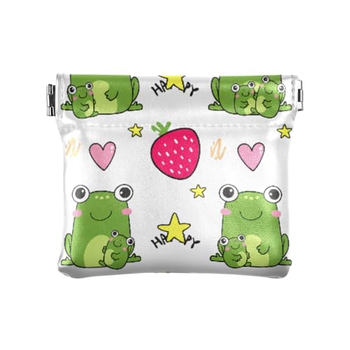 Froggy Fun Coin Purse Leather Pouch Change Purse, Squeeze Coin Pouch for Cards, Keys & Lipsticks, Unisex