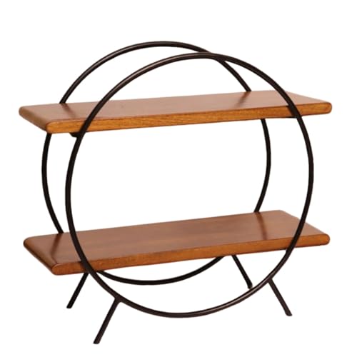 Image of 2 Tier Spice Rack Organizer for Kitchen Countertop - Metal & Wooden Masala Stand Condiments, Seasonings Multipurpose Storage Rack for Home & Kitchen Decor (Black Brown)
