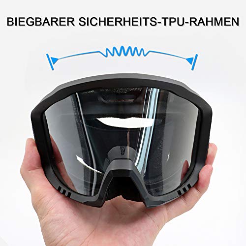 Sposune Motorcycle Goggles, Atv Dirt Bike Off Road Racing Mx Riding Goggle Anti-Scratch Dustproof Bendable Uv400 Eyewear With Padded Soft Thick Foam,Adjustable Strap For Adults' Cycling Motocross #TOP2