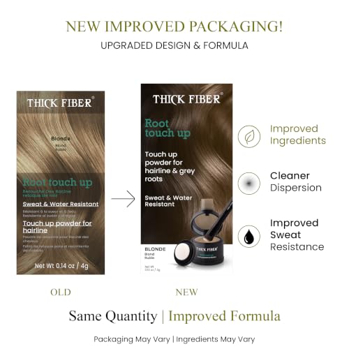 THICK FIBER Root Touch Up Zestaw pudru przeciw wypadaniu włosów, do włosów przerzedzających się, wodoodporny i odporny na pot, zawiera pędzel (blond)