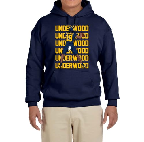 Navy Michigan Bryce Underwood Text Pic Hooded Sweatshirt