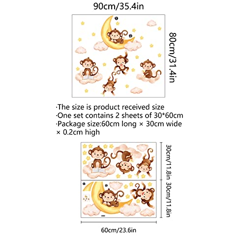 Vinilo decorativo infantil monos 3D 31x35 cm miniatura 2