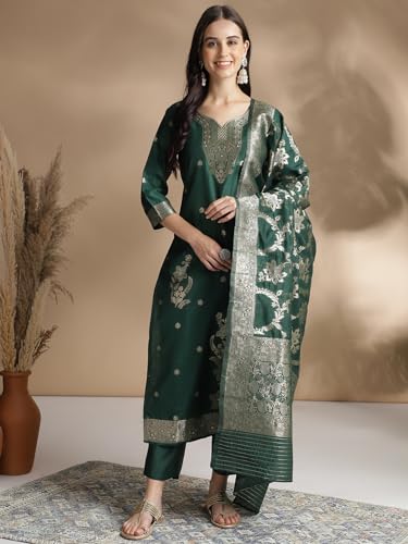 Image of arriva fab Women's Embroidery Kurta Set With Duppata