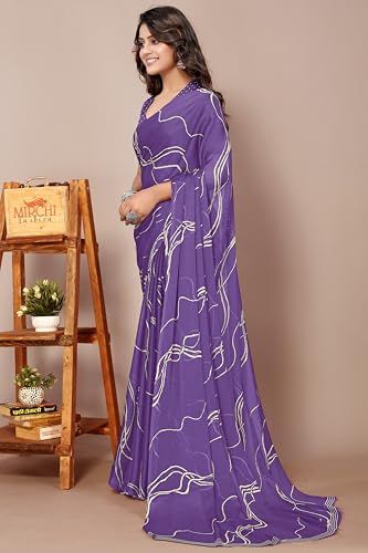 Image of MIRCHI FASHION Women's Ready to Wear 1 Minute Drape Chiffon Printed Saree with Blouse Piece