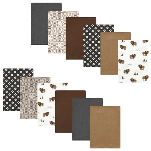 Luvable Friends Hudson Baby Flannel Burp Cloths 12pk, Buffalos