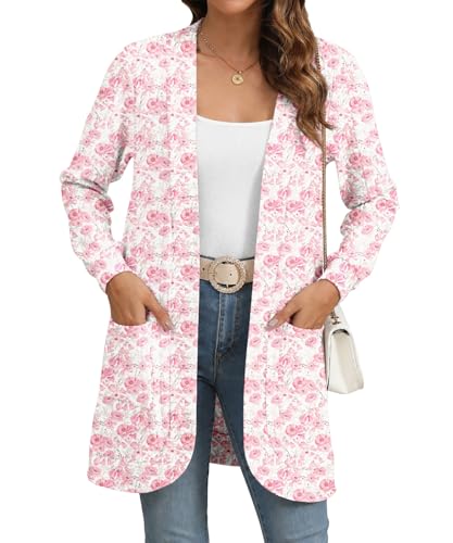 Image of YSYOKOW Cardigan Sweaters for Women Long Sleeve Open Front with Pockets | Long Cardigans for Women Lightweight Soft Casual Dressy Loose Fit Cardigan Sweater with Pockets for Work and Office
