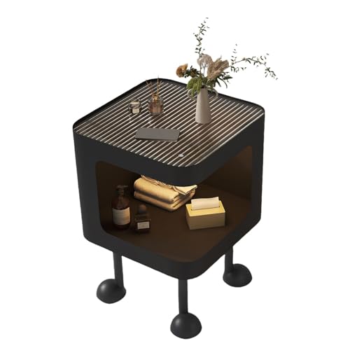 Table de Chevet avec Compartiment Ouvert Meuble d'Angle Noir - 8