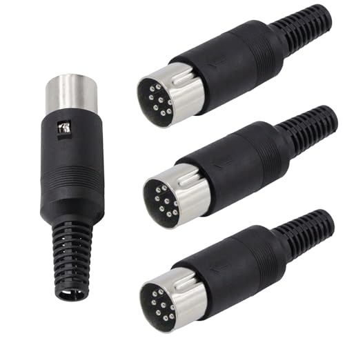 SHUKEFER 4PCS 8 Pin DIN Male Plug 8 Pin Din Solder Connector Male for Audio Video AV MIDI Cable Adapter Keyboard