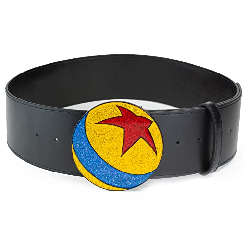 Buckle-Down Men's Disney Pixar, Luxo Ball Glitter Enamel Cast Black, Vegan Leather Belt