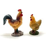 Aliotech 2pcs Realistic Mini Farm Animal Figurines Miniature Rooster and Hen Resin Animal for Bonsai Micro Landscape Craft DIY Fairy Garden Desk Craft Decors