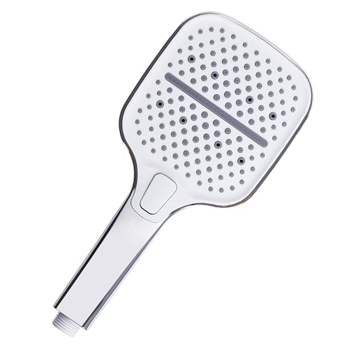 Ronvie Rain Shower Head, 3 Modes Powerful Hand Shower with Self-Cleaning Silicone Nozzle, Universal Water Saving Large Showerhead, Chrome