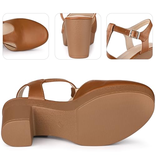 Perphy Platform T-Strap Shoes Chunky Heels Mules Sandals for Women4