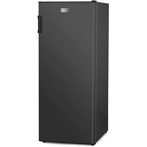 BLACK+DECKER 10 Cu. Ft. Upright Freezer, Stand Up Freezer with Mechanical Temperature Control, Freezer Upright with 3 Shelves and 4 Door Bins, Manual Defrost, R600a Refrigerant, BUF1000LB, Black