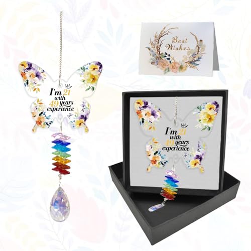 GLOBLELAND 70th Birthday Gifts Crystal Suncatcher Gifts for Friend Flowers Sun Catcher Gifts Birthday Butterfly-Shaped Crystal Suncatcher for Grandmother Friends Mother's Day by GLOBLELAND - Used condition - CA$11.09