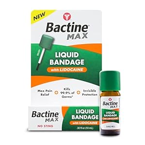 Bactine MAX Liquid Bandage with Lidocaine – Wound Cleaning Liquid Bandage for Skin – Kills 99% of Germs, Covers, Protects – Skin Glue for Wounds – .30 fl. Ounce