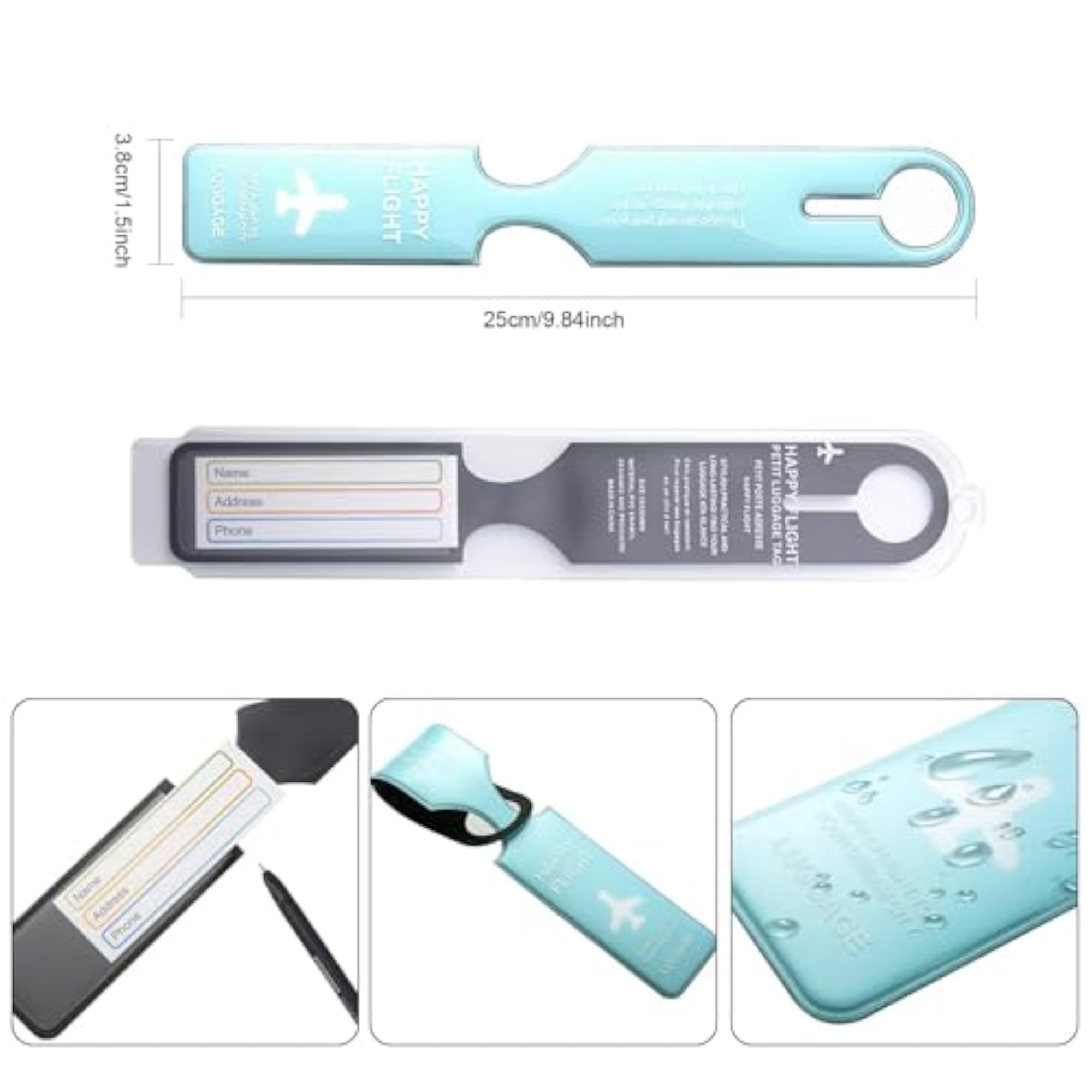 4 Pack PVC Luggage Tag Holders for Travel