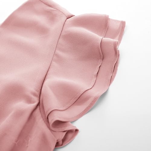 Image of GRACE KARIN 2026 Womens Summer Dresses V Neck Ruffle Sleeve Floral Boho Beach A-Line Dress Light Pink-Plain X-Large