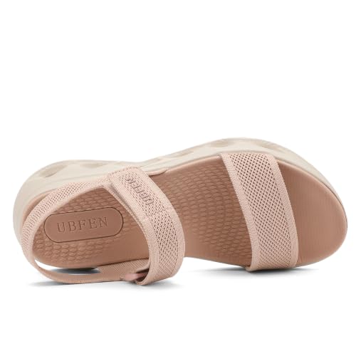 Image of UBFEN Womens Comfortable Walking Sandals with Cushioned Sole | Non-Slip Rocker Bottom, Arch Support, Adjustable Straps, Lightweight Water Sport Platform Summer