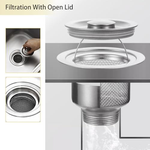 Colador para fregadero de cocina de acero inoxidable 3 pulgadas miniatura 3