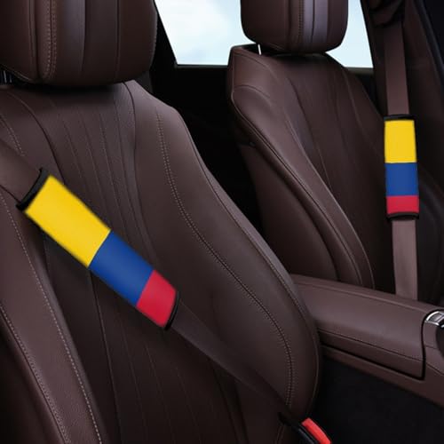 2-Pack Colombia Flag Car Seat Belt Pads – Premium Soft Fabric, Comfortable and Supportive – Ideal for Cars, Trucks, SUVs – Show Your Colombian Pride with Comfort