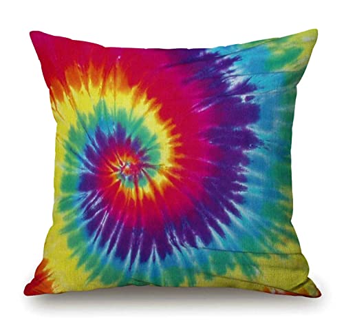 Solekla Tie Dye Pillow Cover 18x18 Inch Rainbow Farmhouse Decorative Throw Pillow Cover Square Cushion Case for Home Sofa Couch Decoration