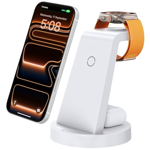3 in 1 Charging Station for iPhone - Wireless Charger for Apple Products Multiple Devices - Charging Dock Stand for AirPods (for iPhone 17 16e 16 15 14 13 pro 12 11 X Max)