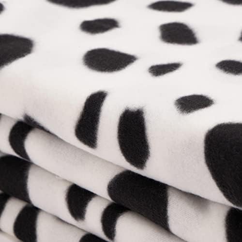 Dreamscene Dalmatian Fleece Blanket Throw Over Blanket Foldable Super Soft Warm Picnic Travel Bedspread, 120 x 150cm - Black & White