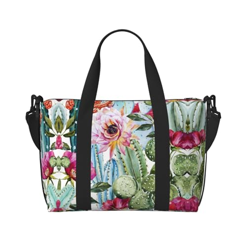 Sac de voyage avec imprimé cactus sac de sport noir et bagage cabine week-end