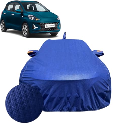 Image of Car Cover Compatible for Hyundai i10 Nios (2019-2026)| 100% Waterproof Cover with Antenna & Reflective Mirror Pockets | Dustproof, Scratchproof, Heatproof Car Cover |Soft Cotton Lining| Blue
