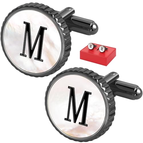 Cuff Links Mens Golden Silver Gunmetal Black, Cufflinks for Men Custom Initial Personalized Mother Of Pearl Mens Cufflink for Shirt Golden Silver Gunmetal Black Cuff Link Shirt for Wedding