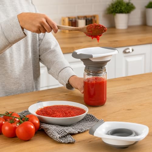 Akordiyon tasarımlı katlanabilir mutfak hunisi; konserve, salça kavanozu ve kavanoz dolumu için
