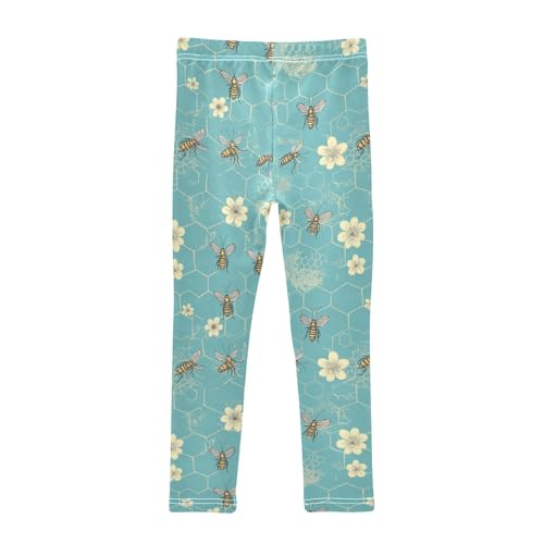 Wusikd Bee Sunflowers Girls' Leggings Toddler Doodles Kids Yoga Pants Dance Active Tights 4T2