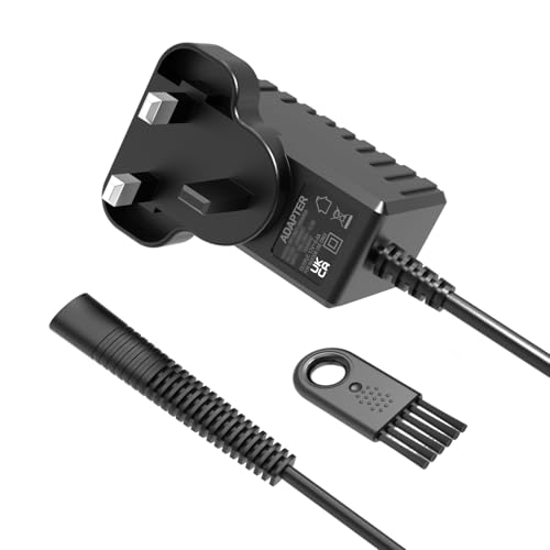 Superer 12V Fit for Braun-Shaver-Charger Cable UK Plug Series 9 5 3 7 6 S3 S5 Pro Silk-épil 5/7/9 5544 XT5 Electric Wet & Dry Epilator Power Safety Replacement 6Ft