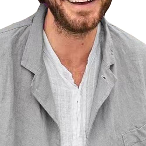 Men's Cotton Linen Casual Blazer Lightweight Solid Color Suit Jacket Loose Fit Breathable Versatile Sport Coat2