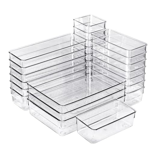 Set de 25 Cajones de Organización | Organizadores de Plástico Transparentes | Separadores de Cajones para Escritorio | Baño | Cocina | Frigorífico | Despensa | Maquillaje | Joyas | Multiusos | Ya disponible en tu tienda friki favorita! En mundofriki.es!