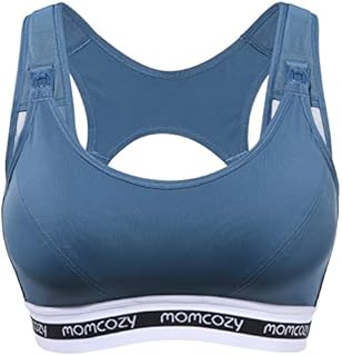Momcozy Nursing Sports Bra Plus Size Support Breastfeeding Maternity Bra Wireless Pregnancy Padded Low Impact Bralette Blue