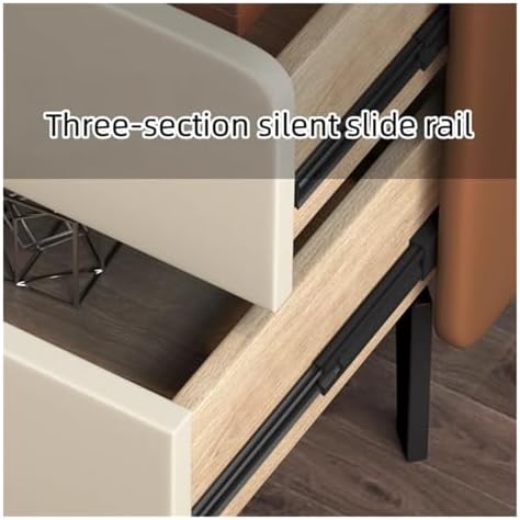 Modern Bedside Table Nightstand with Storage - Small Side Table with 2 Drawers & Sturdy Metal Legs - Perfect for Bedroom, Living Room, or Office