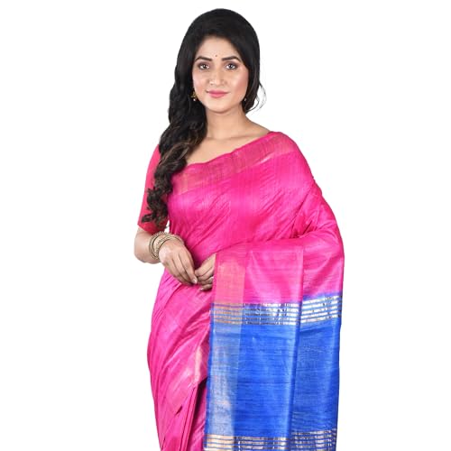Generic pink tussar silk saree in tussar silk – image 2