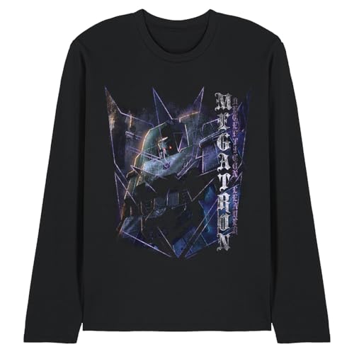 T-shirt Transformers Megatron de coupe droite en coton noir pour adulte