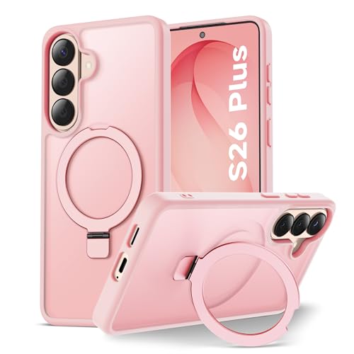 ORETECH Coque pour Samsung Galaxy S26 Plus avec Support,Compatible avec Mag-Safe,Antichoc Anti Rayures Rigide Translucide Mat Arrière Coque Magnétique pour...