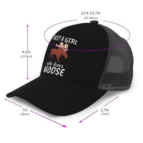 Just Girl Who Loves Moose Unisex Mesh Baseball Caps - Classic Adjustable Hat2