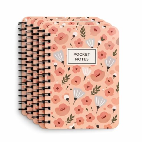 Image of mudrit Pocket Size Notebook, Small Spiral Diary, 120 Plain Pages, 90 GSM ideal for Gratitude List, Daily Goals Planner, To Do List Organiser, Size A6 (Pack of 5 - Peach)