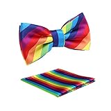 Boys Striped Pre-tied Bow Ties,Rainnbow Adjustable Tuxedo Bowtie For Boy With Multiple Colors+Pocket