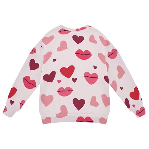 JUNZAN Valentines Lps Hearts Pink Little Girls Hooded Sweatshirt Crewneck Sweatshirts for Boys Sports 4T2