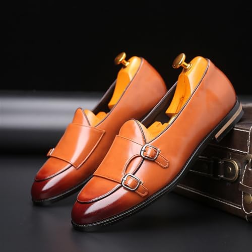 Oxford shoes for men Handmade Retro Double Monk Buckle Loafers for Men Casual Moccasins Shoes3