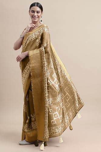 Image of MIRCHI FASHION Women Saree Cotton Silk Batik Block Printed | Breathable Office Wear and Regular Use Sari with Blouse Piece
