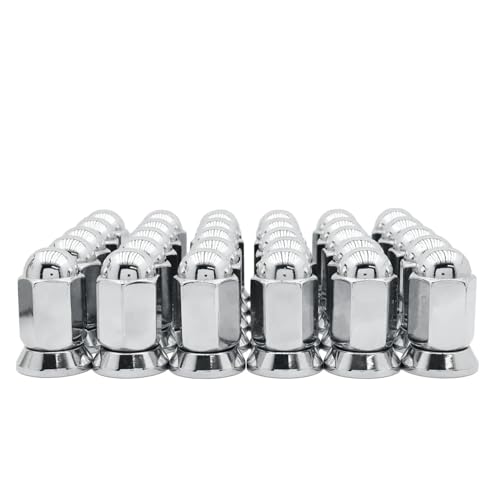 Image of 32PCS 9 /16 inch-18 Lug Nuts, Hunting Horse 2.2 Inch 1-1 /16 inch Hex Chrome Lug Nuts with Washer, 9 /16-18 Thread Flat Seat Compatible with 1988-1998 Ford F-250 F-350 1994-2011 Dodge Ram 2500 3500