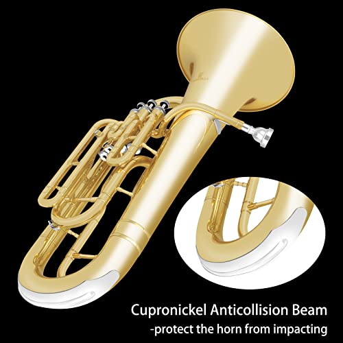 image for ROWELL Bb Euphonium Brass Horn 4 Valves Euphonium with Case & Care Kit